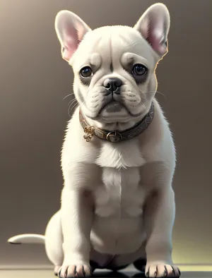In a captivating studio portrait, the cuteness of a wrinkled bulldog puppy shines through, creating an irresistible image