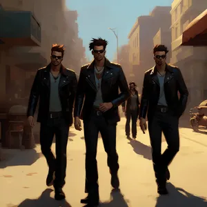 Corporate Success: Confident Businessmen Leading a Team