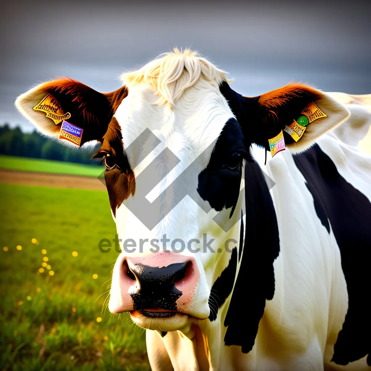 Picture of Majestic Brown Cow Grazing in Rural Pasture