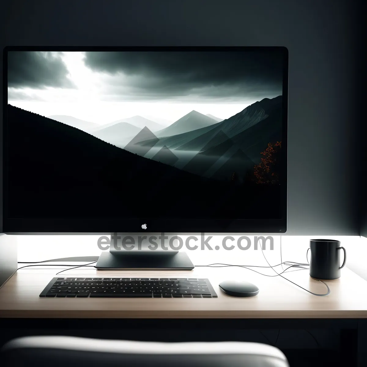 Picture of Modern Desktop Computer with Wide Screen Display