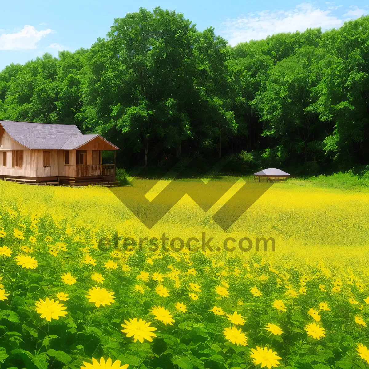 Picture of Bright Yellow Rapeseed Field Under Sunny Sky