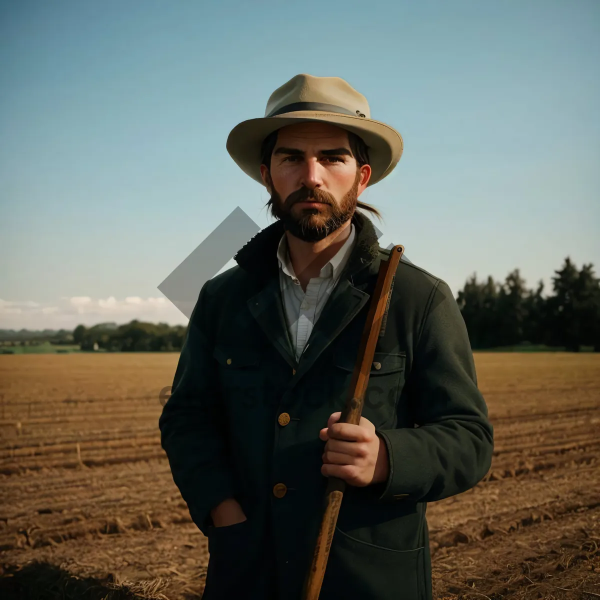 Picture of Male golfer with croquet mallet.