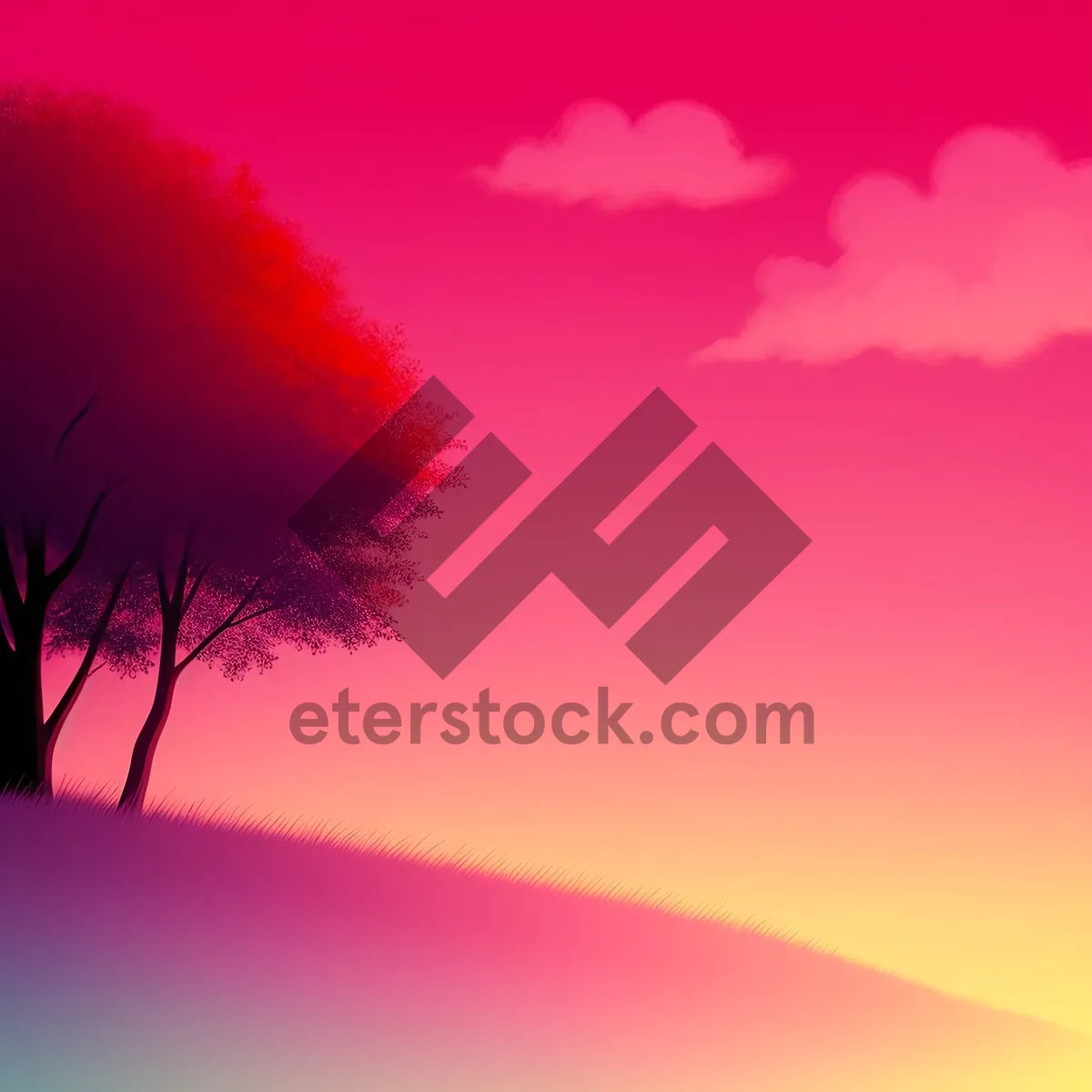 Picture of Fantasy Sky: Sunlit Summer Landscape with Colorful Clouds