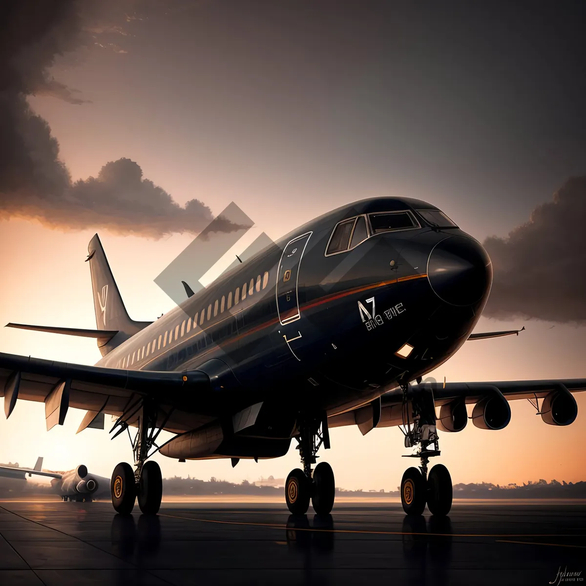 Picture of High-Flying Airliner Soaring Across Azure Skies