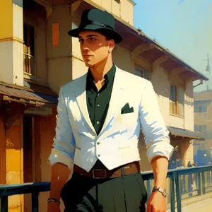 Professional businessman wearing a suit and hat