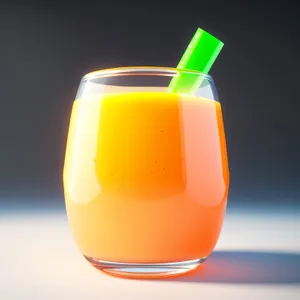 Freshly Squeezed Orange Juice in Glass Cup