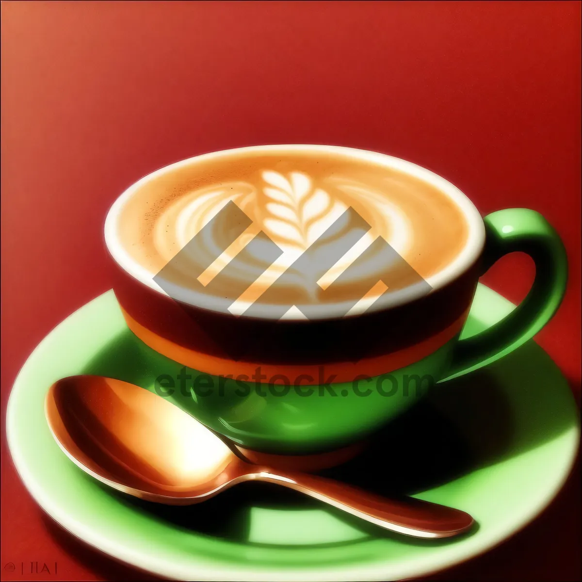 Picture of Morning Cup of Aromatic Cappuccino on Black Table