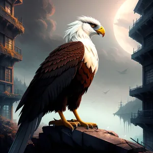 Majestic Predator: Bald Eagle Soaring With Intense Gaze.