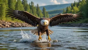 Majestic bald eagle soaring through the skies.