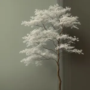 Snowy Cow Parsley Tree in Winter Forest