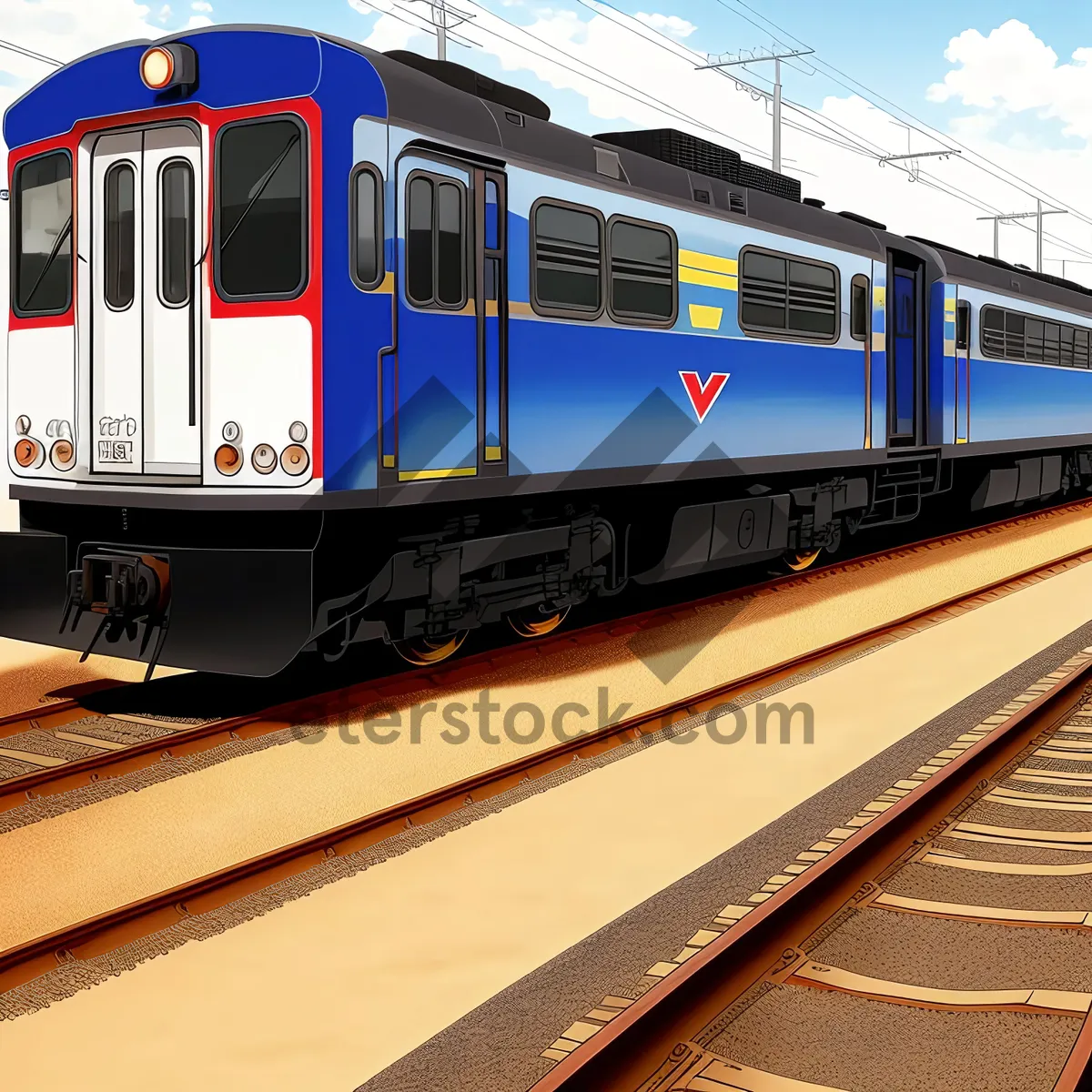 Picture of Electric Train Speeding on Railway Tracks