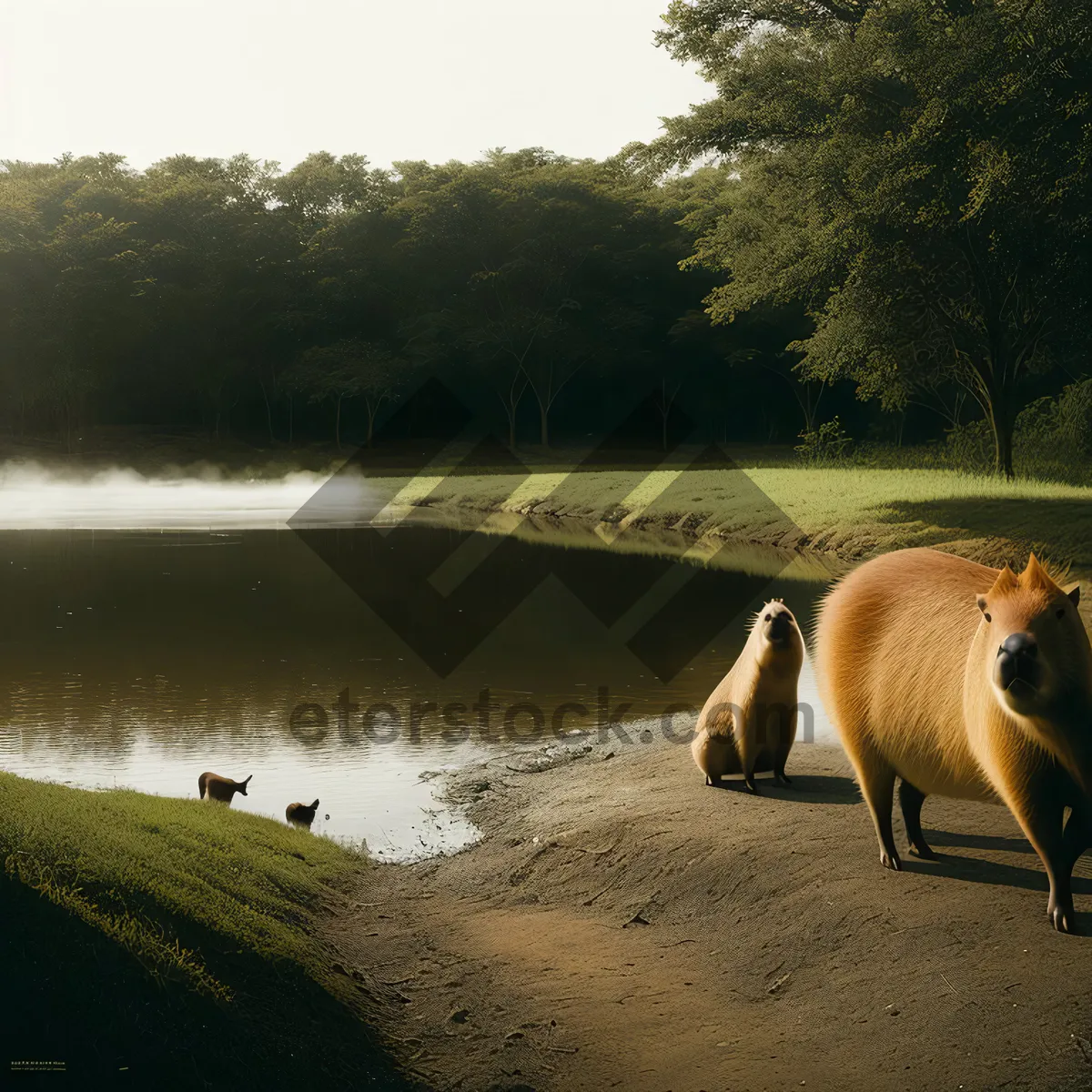 Picture of Wild Kangaroo Grazing in Rural Landscape