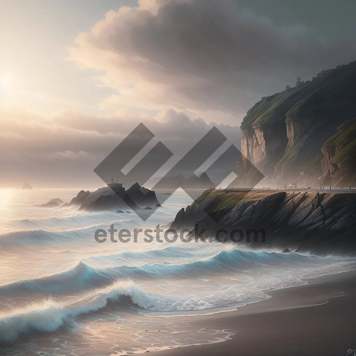 Picture of Serene Seascape at Coastal Cliff