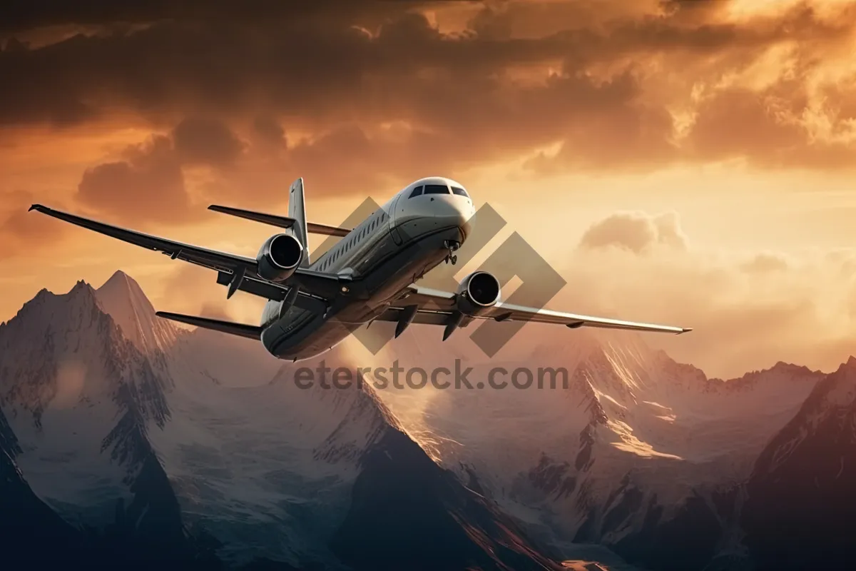 Picture of Airplane flying high in the clear sky