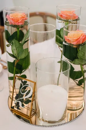 Party table setting with wine and juice glasses