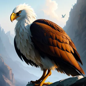 Eagle soaring with intense gaze