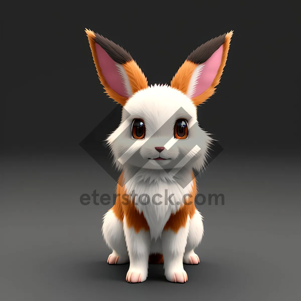 Picture of Furry Bunny with Adorable Ears - Cute Pet Rabbit Watching