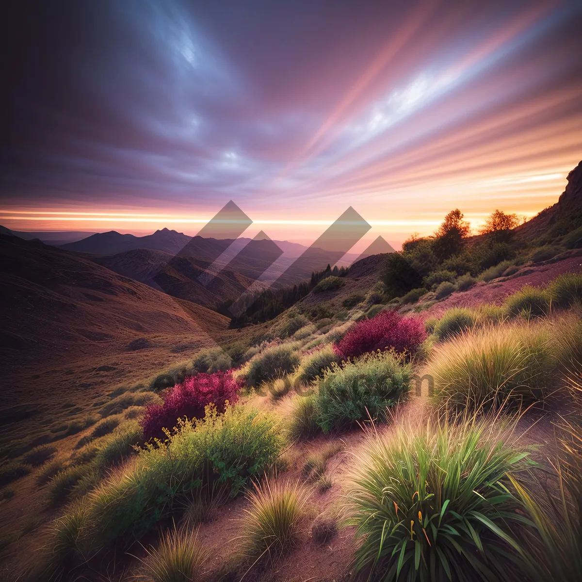 Picture of Colorful Desert Sunset over Highland Cactus