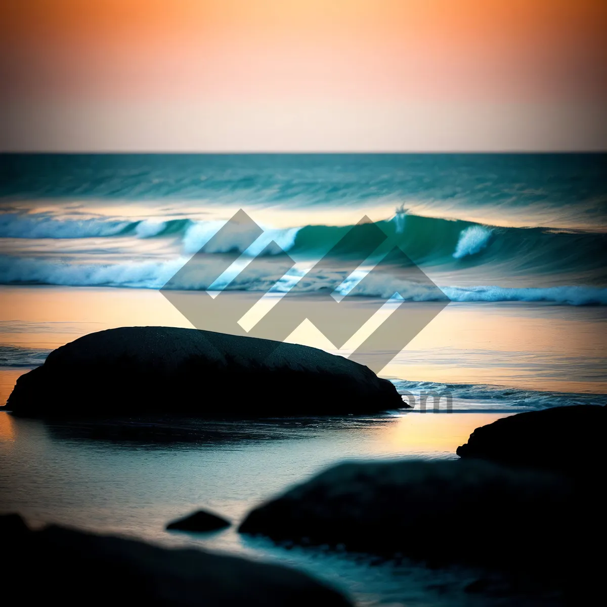 Picture of Serene Sunset Over Beach and Sea