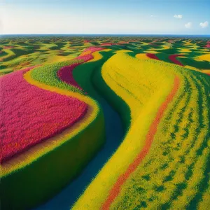 Rural Landscape: Textured Asphalt Field with Blanket of Grass