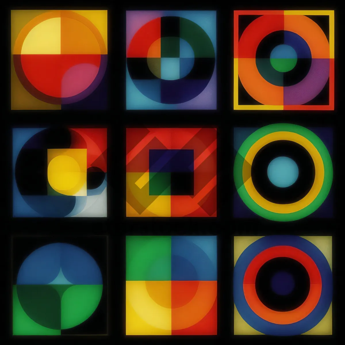 Picture of Bright glass circle icon set with shadows.