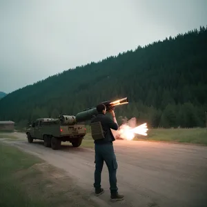 Clay Pigeon Shooting: Man Aiming Rifle