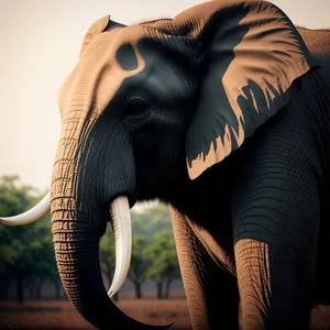 Majestic bull elephant showcasing its tusks.