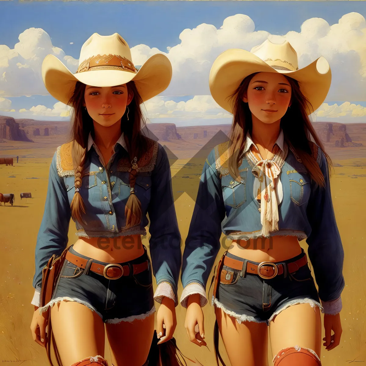 Picture of Smiling Adult in Summer Beach Cowboy Hat