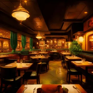Modern Luxury Restaurant Interior Design with Wooden Furniture