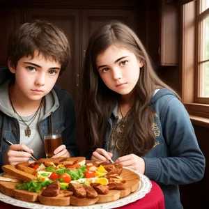 Happy couple enjoying healthy meal at home.