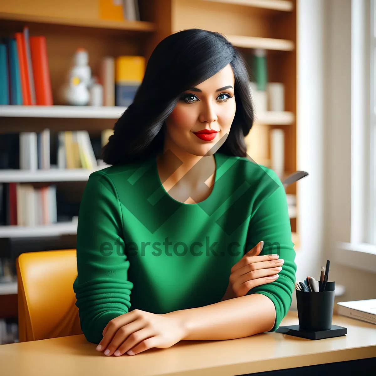 Picture of Portrait of a Happy Businesswoman Working on Laptop