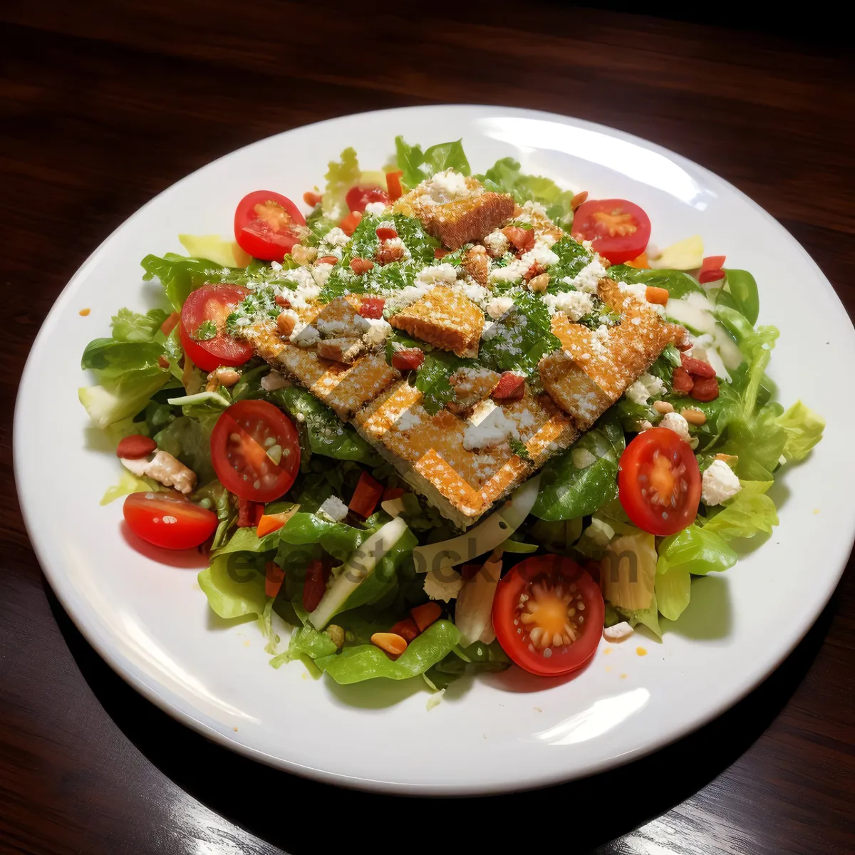 Picture of Fresh vegetable salad with delicious dressing.