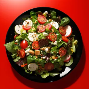 Healthy Vegetable Salad with Fresh Cheese and Olives