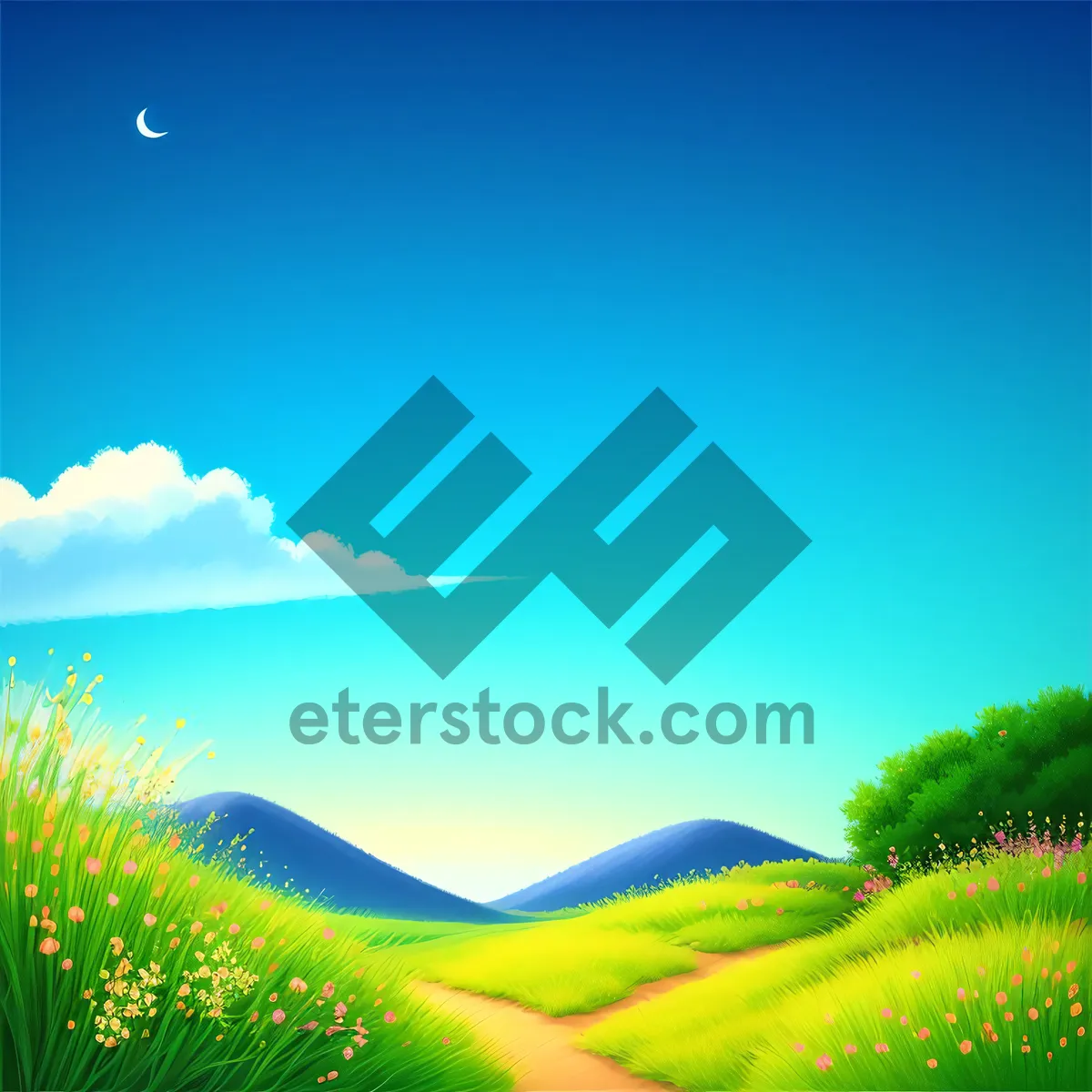 Picture of Vibrant Summer Meadow Under Sunny Sky