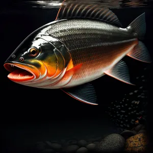 Coho Salmon Swimming in Underwater Aquarium