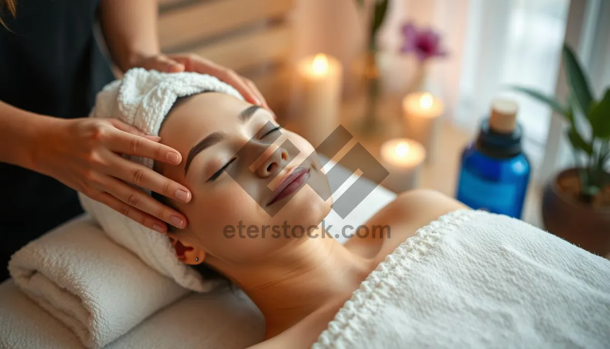 Picture of Pretty lady smiling during spa treatment massage.