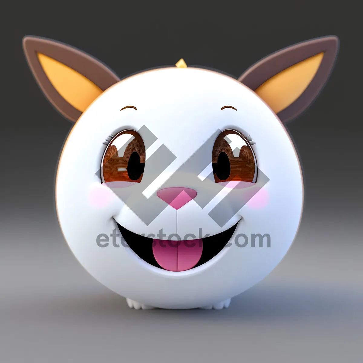 Picture of Happy Piggy Cartoon Character Smiling with 3D Icon