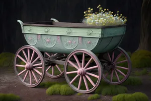 Antique wheeled carriage for transportation.