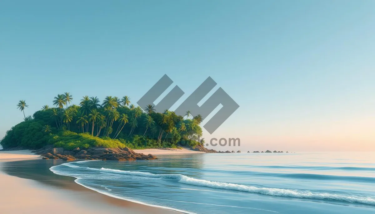 Picture of Tropical Island Beach Paradise with Palm Trees