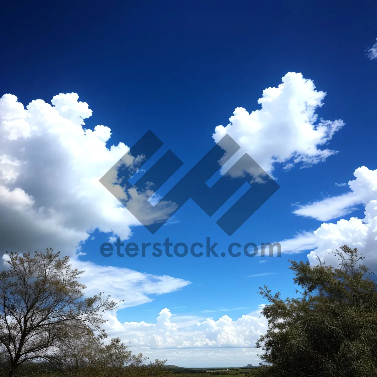 Picture of Vibrant Summer Sky with Fluffy Clouds