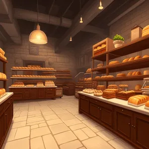 Modern interior of a bustling bakery