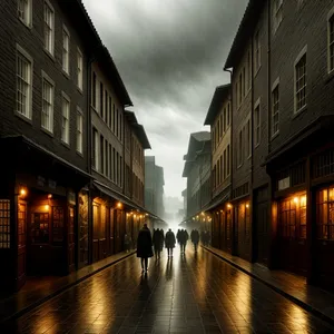 Enchanting City Nightscape: A Historic Bridge Over Water Channel