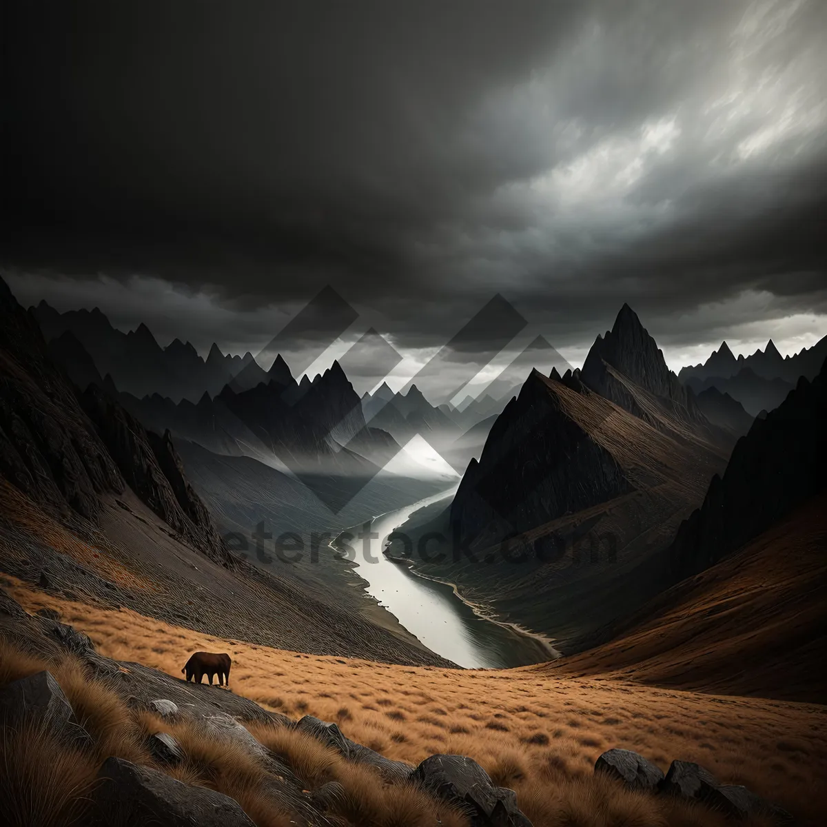 Picture of Majestic Desert Canyon amidst Snow-Capped Mountains