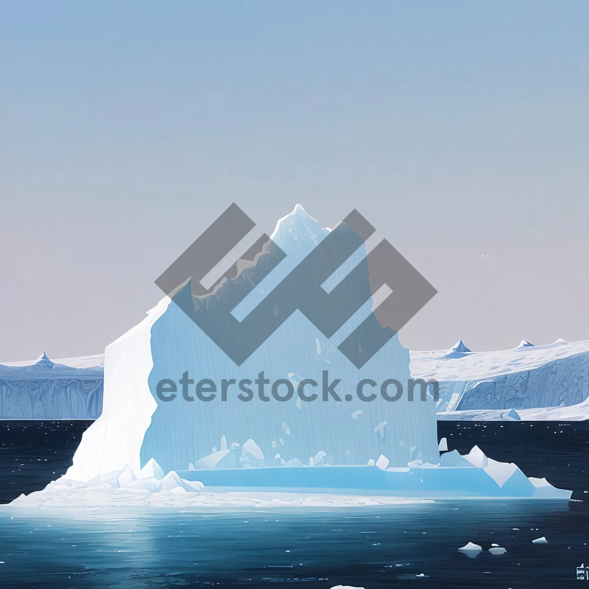 Picture of Frozen Arctic Sky: Majestic Iceberg Reflection in Cold Ocean