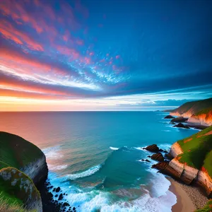 Sunset Beach Reflection in Tropical Paradise