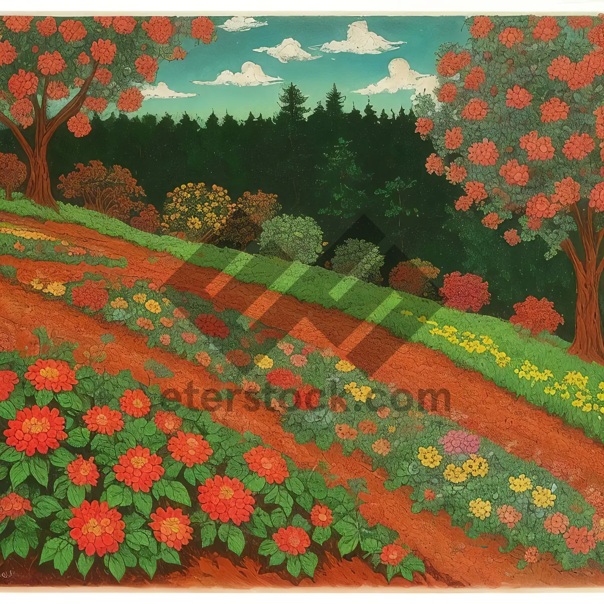 Picture of Vibrant Cotton Doormat with Colorful Pattern