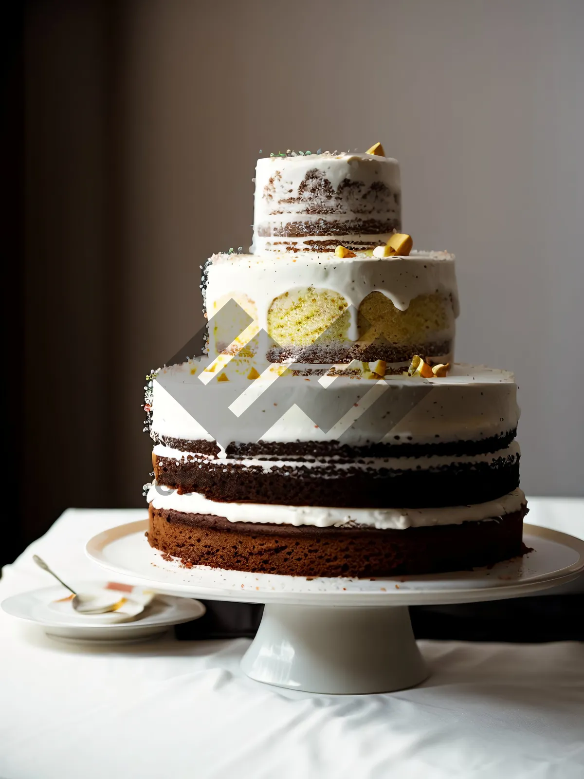 Picture of Delicious Chocolate Cake with Cream and Decoration