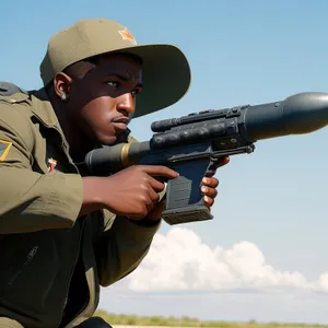 Armed Military Soldier with Bazooka Launcher