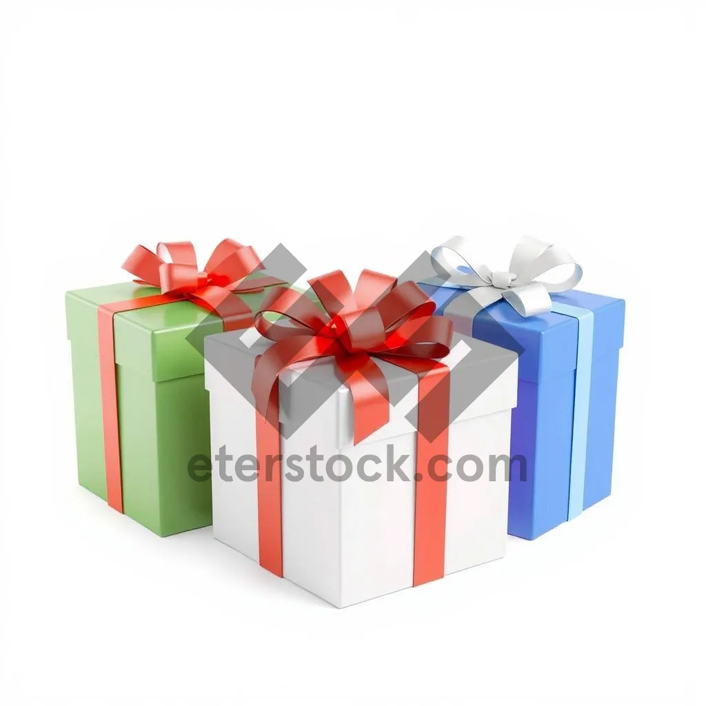 Picture of Festive 3D gift box with ribbon and bow