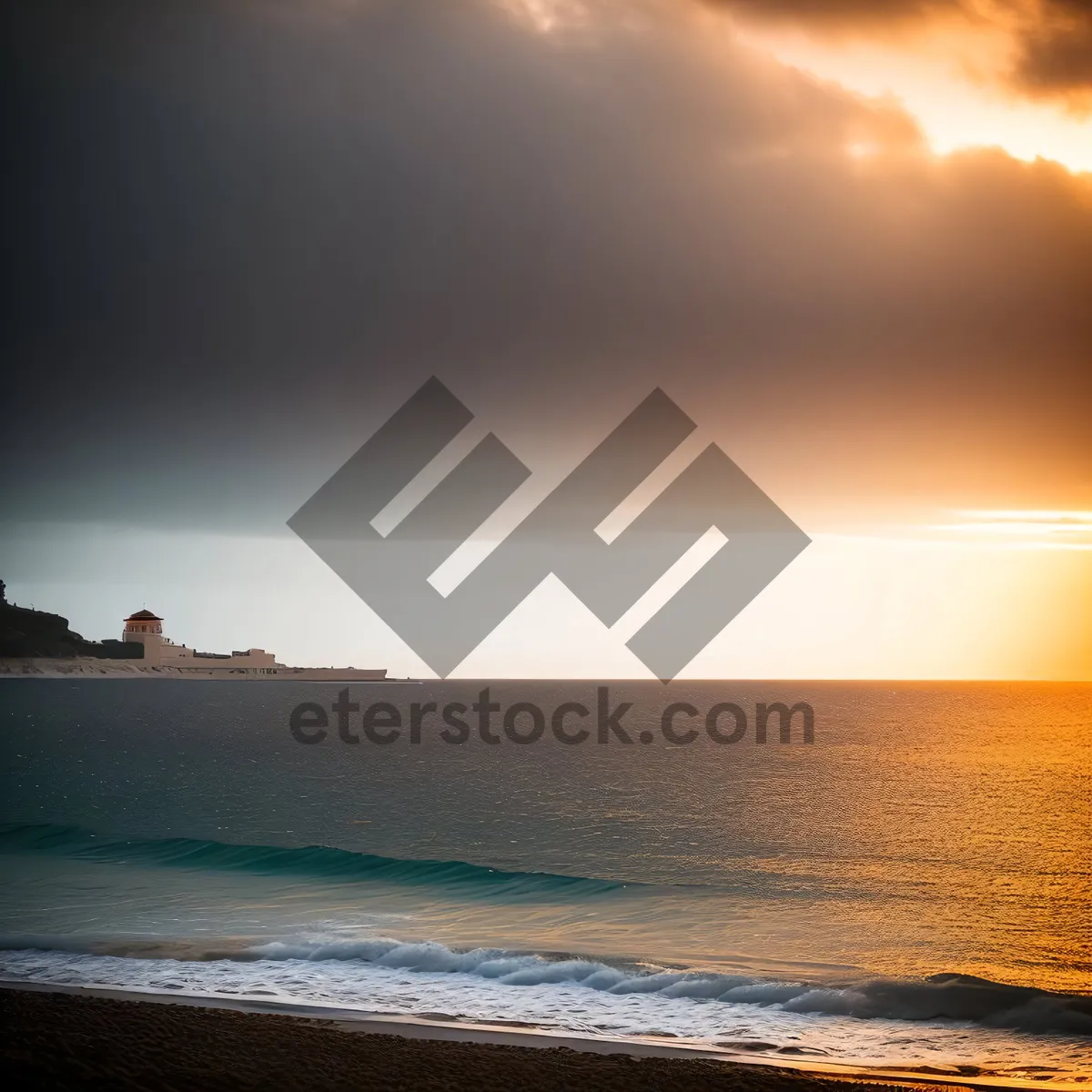 Picture of Sunset Over Ocean Waves